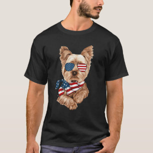 Camiseta Bandera Americana Yorkie Patriótico 4 De Julio Per