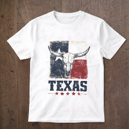 Camiseta Bandera Angustiada de Cráneo de Toro Longhorn Vint