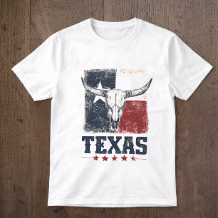 Camiseta Bandera Angustiada de Cráneo de Toro Longhorn Vint