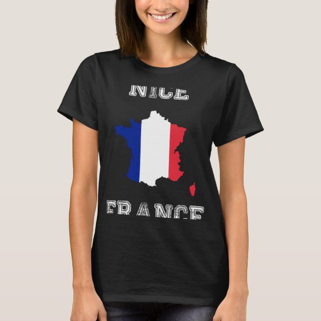 Camiseta Bandera angustiada de Francia Orgullo Niza (Anverso)