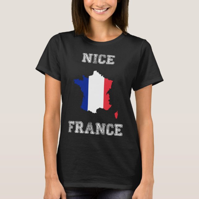 Camiseta Bandera angustiada de Francia Orgullo Niza (Anverso)