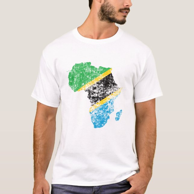 Camiseta Bandera angustiada de Tanzania en el continente af (Anverso)
