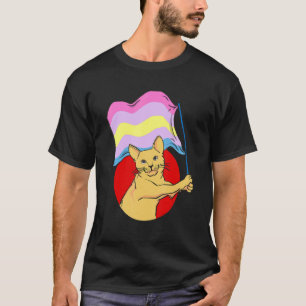 Camiseta Bandera Aporagénero Gato Género No Binario