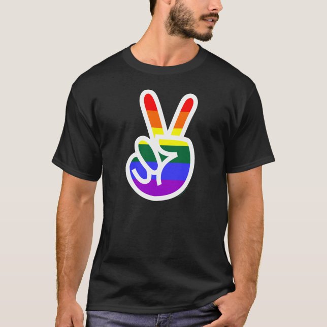 Camiseta Bandera arco iris contra la paz del Rótulo (Anverso)