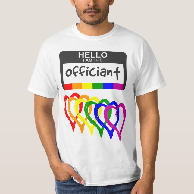 Camiseta Bandera arco iris Corazón Boda Nombre del funciona (Anverso)