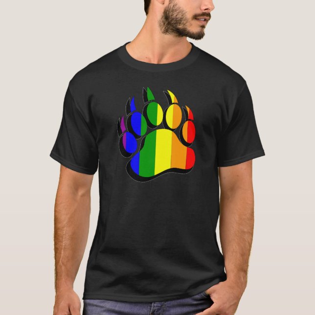 Camiseta Bandera arco iris de la ruta del oso gay (Anverso)