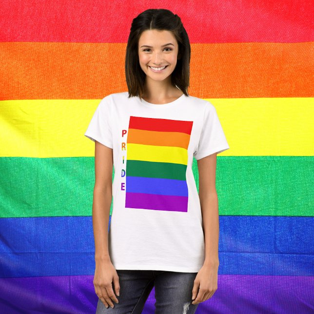 Camiseta Bandera arco iris del Orgullo LGBT (LGBT Pride Rainbow Flag White Womens T-Shirt)