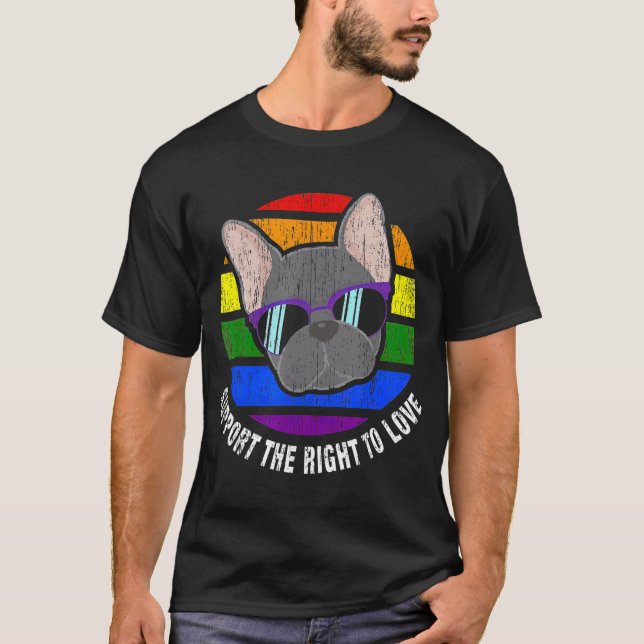 Camiseta Bandera arco iris gay Bulldog francés inaugura el  (Anverso)