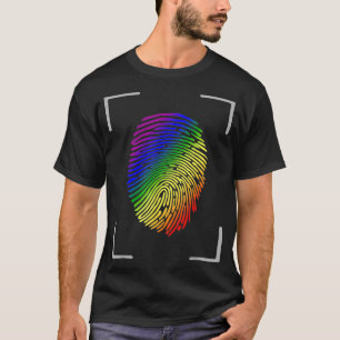 Camiseta Bandera arco iris LGBTQ huella digital orgullo gay