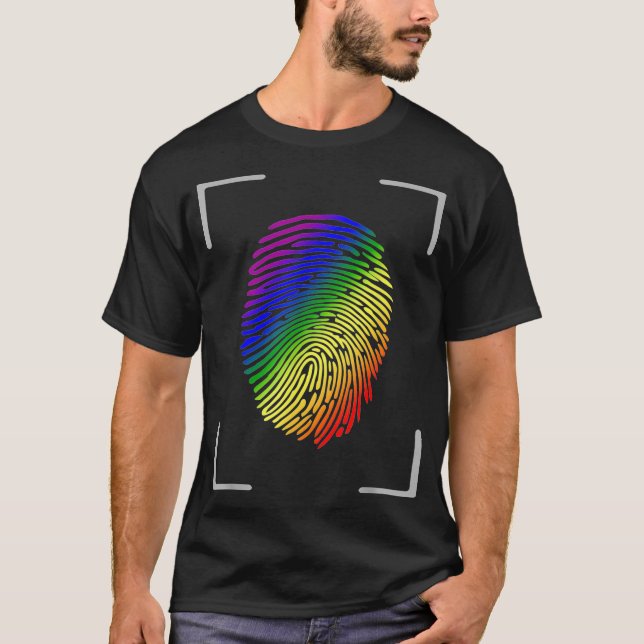 Camiseta Bandera arco iris LGBTQ huella digital orgullo gay (Anverso)