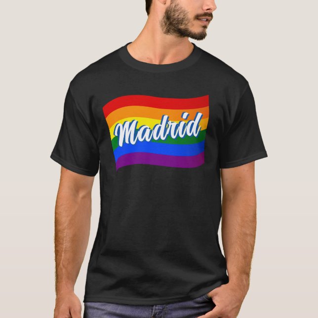 Camiseta Bandera arco iris Madrid España Orgullo gay LGBTQ (Anverso)