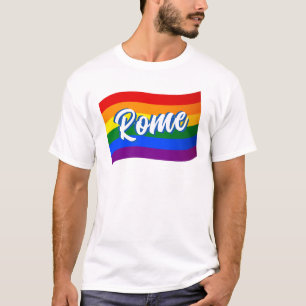 Camiseta Bandera arco iris Roma Orgullo gay italiano LGBTQ
