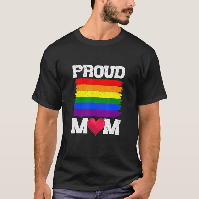 Camiseta Bandera arco iris suave Lgbt Orgullosa Mamá Queer  (Anverso)