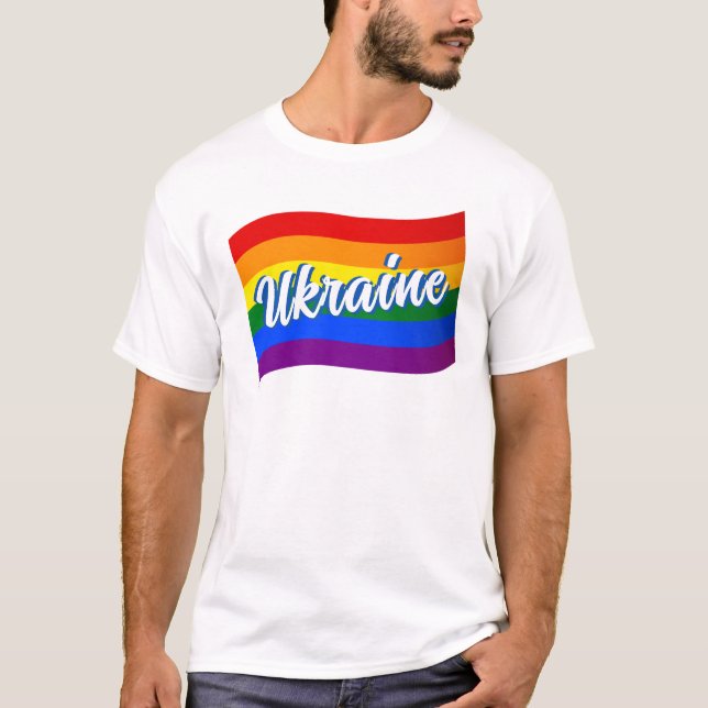Camiseta Bandera arco iris Ucrania Orgullo gay ucraniano LG (Anverso)