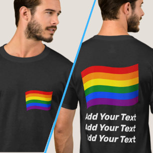 Camiseta Bandera arco iris volando LGBT Imprimir texto al f