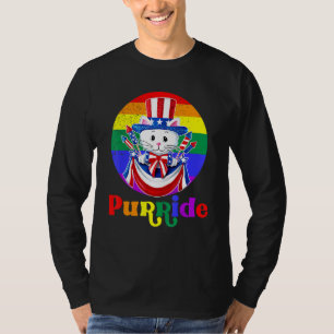 Camiseta Bandera Arcoiris Bandera Norteamericana De Gato Lg