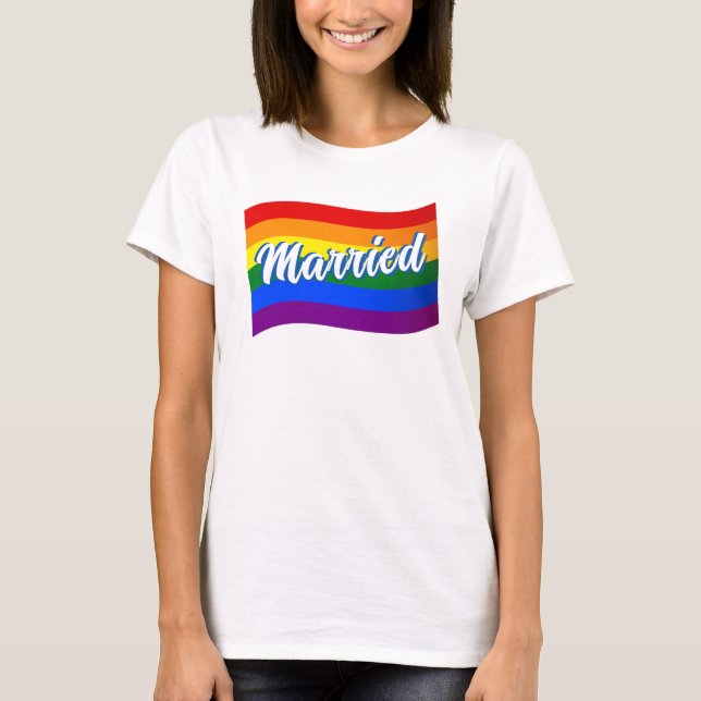 Camiseta Bandera arcoiris Caso matrimonio gay Orgullo gay L (Anverso)