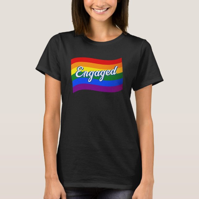 Camiseta Bandera arcoiris comprometida a casarse LGBT (Anverso)