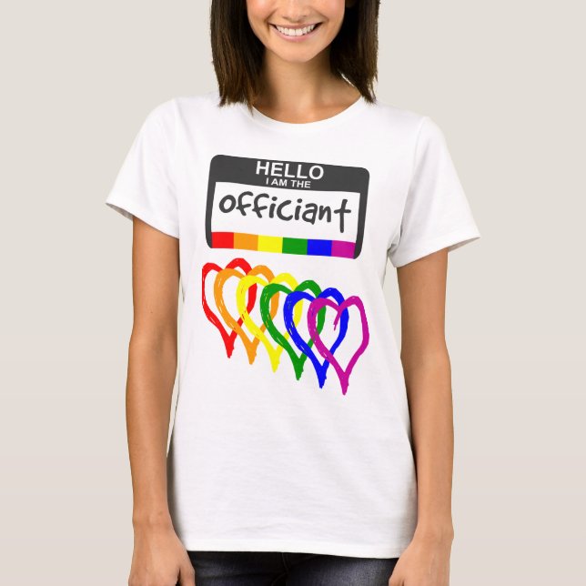 Camiseta Bandera arcoiris Corazón Boda Nombre del funcionar (Anverso)