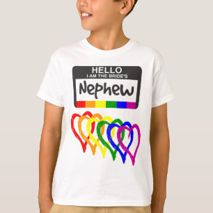 Camiseta Bandera arcoiris Corazón de novia Sobrino Insignia