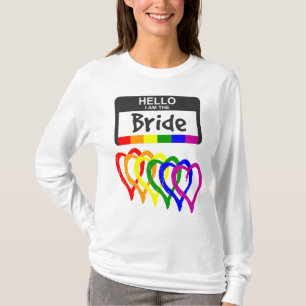 Camiseta Bandera arcoiris Corazón Nombre de novia Boda de i