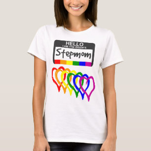 Camiseta Bandera arcoiris Corazones Novia Stepmom Nombre Ba