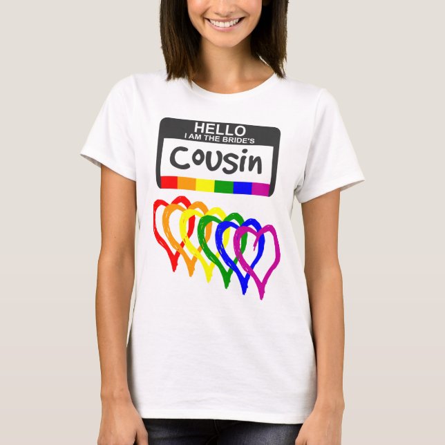 Camiseta Bandera arcoiris Corazones Primo de Novia (Anverso)