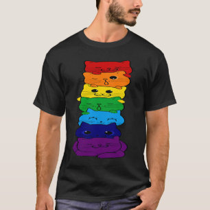 Camiseta Bandera arcoiris de gatos malcriados apoyo LGBQ