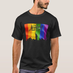 Camiseta Bandera arcoiris de Nueva York Skyline Orgullo Gay