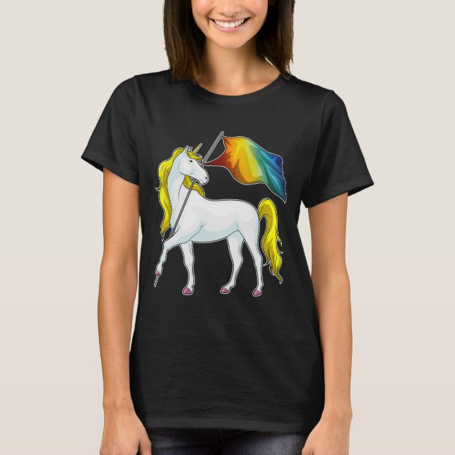 Camiseta Bandera arcoiris de Unicornio (Anverso)