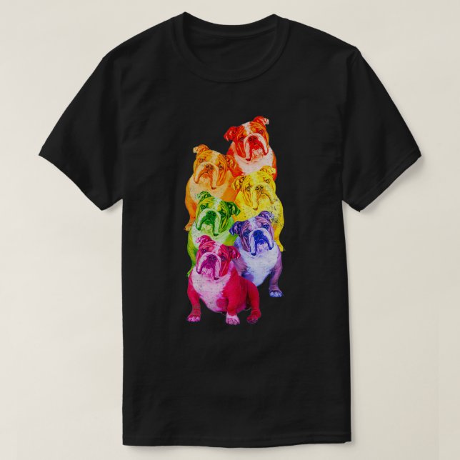 Camiseta Bandera arcoiris del Bulldog inglés Orgullo gay pa (Diseño del anverso)