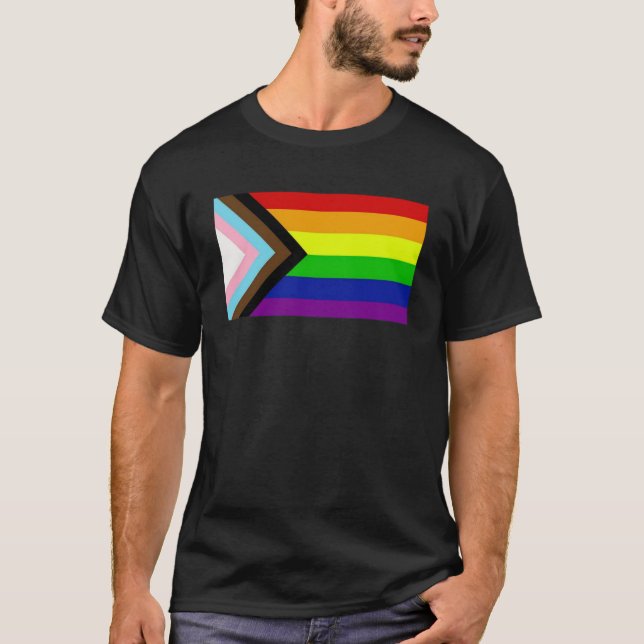 Camiseta Bandera Arcoiris Del Orgullo Del Progreso Para La  (Anverso)