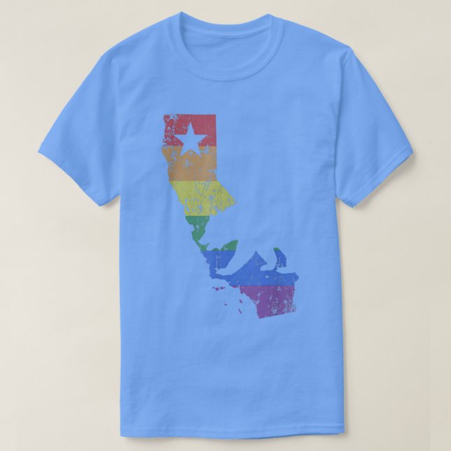 Camiseta Bandera arcoiris del Orgullo Gay de California  (Diseño del anverso)