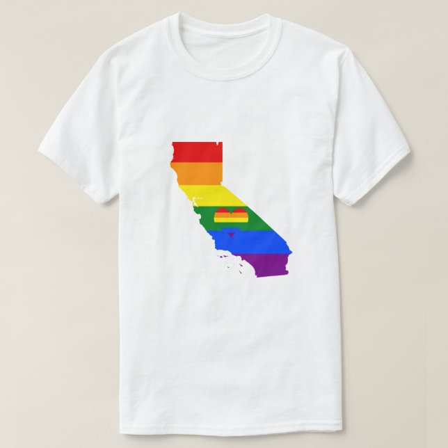 Camiseta Bandera arcoiris del Orgullo Gay de California GLB (Diseño del anverso)