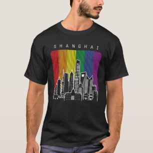 Camiseta Bandera arcoiris del orgullo gay de Shanghai China
