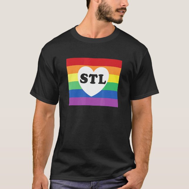 Camiseta Bandera arcoiris del orgullo gay de St Louis Stl (Anverso)
