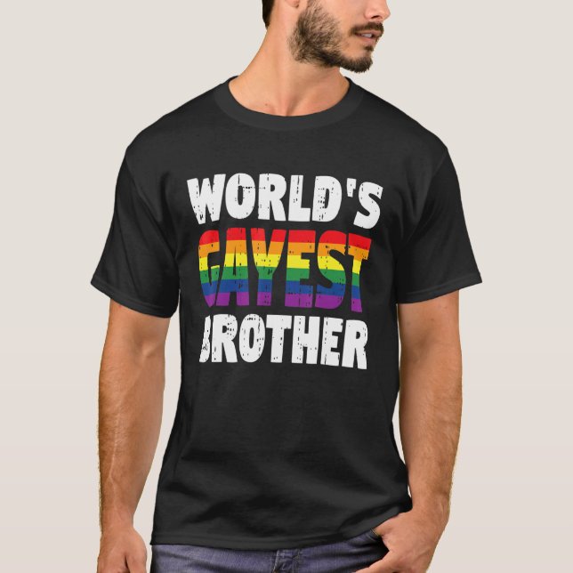 Camiseta Bandera arcoiris del orgullo gay del hermano gay m (Anverso)