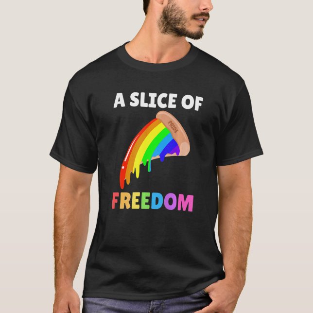 Camiseta Bandera Arcoiris Del Orgullo Gay Libertad Pizza (Anverso)