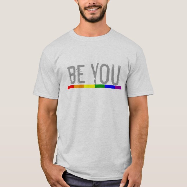 Camiseta Bandera arcoiris del orgullo gay, seas tú (Anverso)