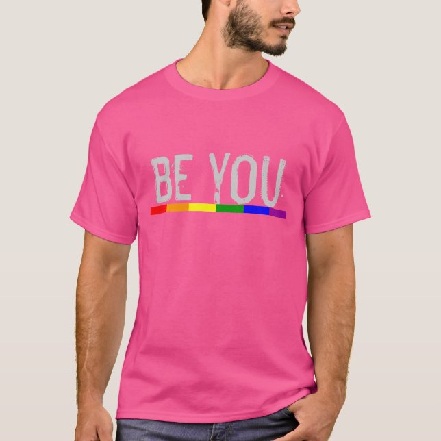 Camiseta Bandera arcoiris del orgullo gay, seas tú (Anverso)