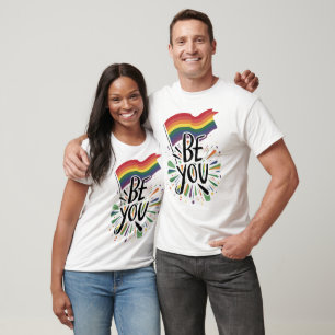 Camiseta Bandera arcoiris del orgullo gay, seas tú