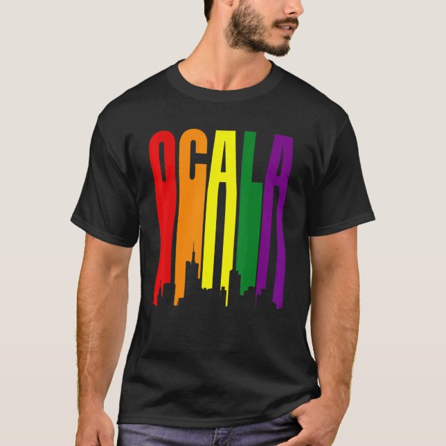 Camiseta Bandera arcoiris del Orgullo Lgbtq de Ocala Florid (Anverso)