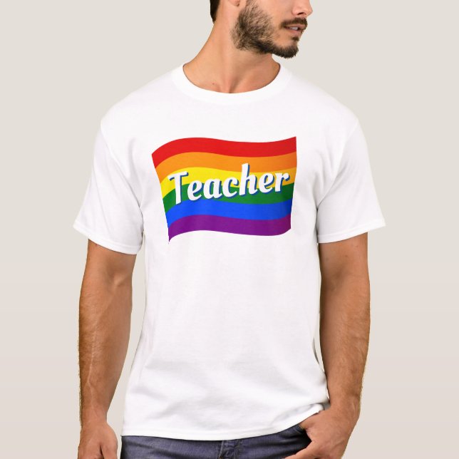 Camiseta Bandera arcoiris Educador orgullo gay LGBTQ (Anverso)