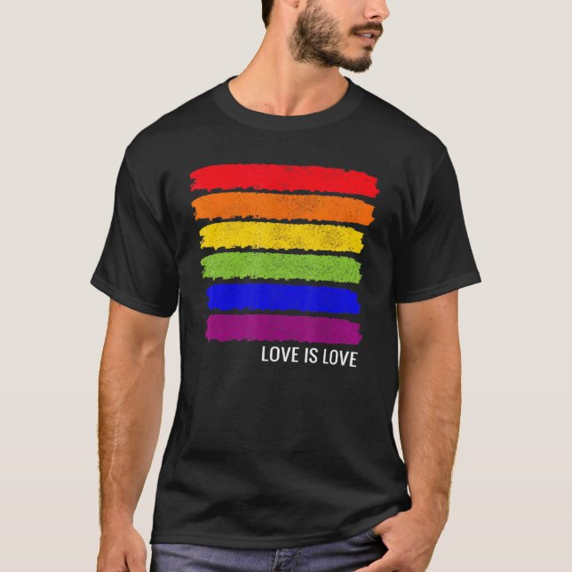 Camiseta Bandera arcoiris estriba orgullo gay LGBT en mal e (Anverso)
