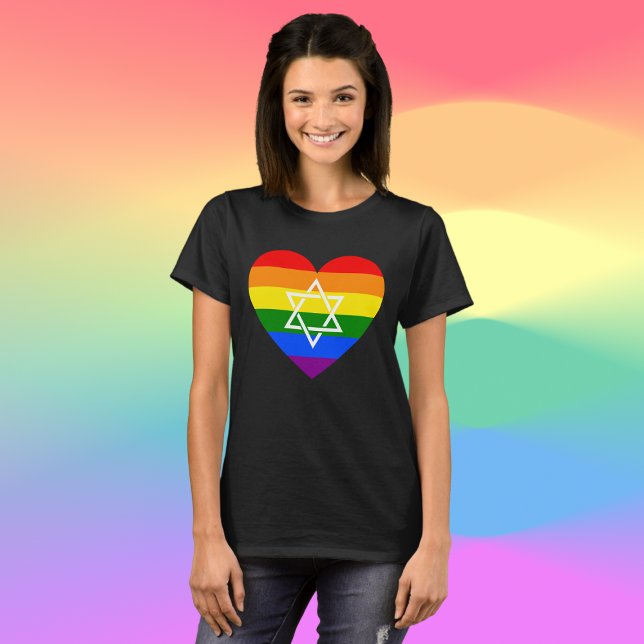 Camiseta Bandera arcoiris gay LGBTQ Estrella judía de David (Subido por el creador)