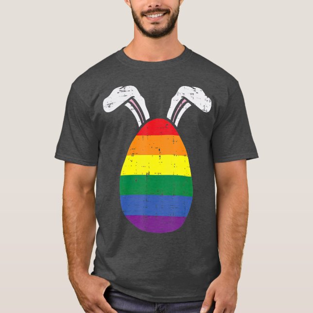 Camiseta Bandera arcoiris huevo conejito oso orgullo gay Pa (Anverso)