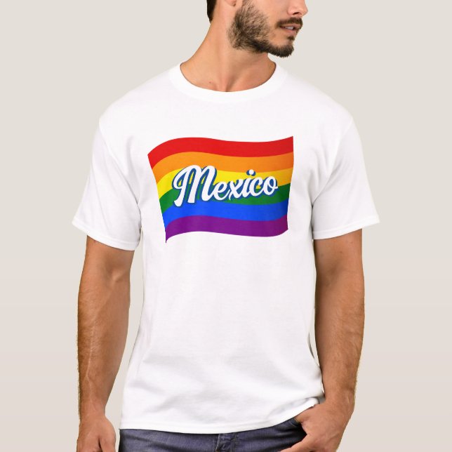 Camiseta Bandera arcoiris México orgullo gay mexicano LGBT (Anverso)