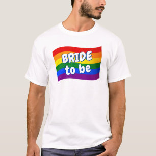Camiseta Bandera arcoiris Novia lesbiana es matrimonio gay