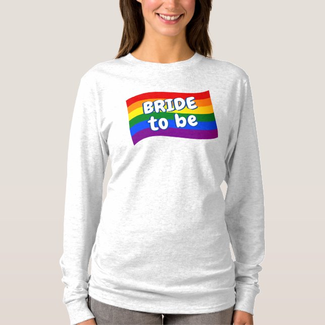 Camiseta Bandera arcoiris Novia lesbiana es matrimonio gay  (Anverso)