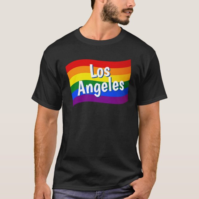 Camiseta Bandera arcoiris Orgullo gay de Los Ángeles LGBTQ (Anverso)